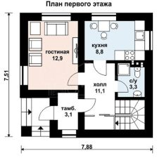 Каркасный дом 77м