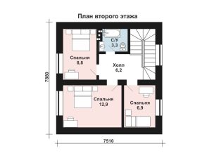 Каркасный дом 77м